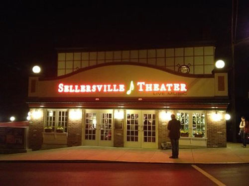 photo of exterior of historic Sellersville Theater after painting by Old Village