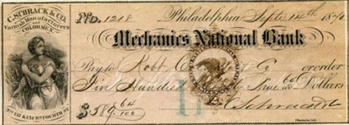 C Schrack & Co Check dated 9/14/1840